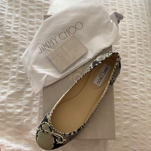 NWT Jimmy Choo Snakeskin Embossed Flats